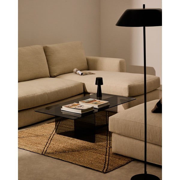 Sivi stakleni stolić za kavu 60x120 cm Zaren – Kave Home-image-1