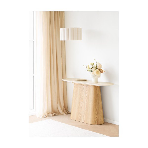 Krem/u prirodnoj boji pomoćni stol s kamenom pločom stola 40x130 cm Larvik – House Nordic-image-1