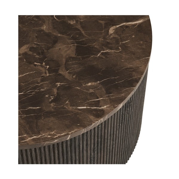 Tamno smeđi okrugao stolić za kavu s pločom stola u mramornom dekoru ø 80 cm Rota – House Nordic-image-3