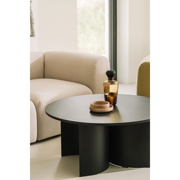 Crni okrugao stolić za kavu s pločom stola u dekoru jasena ø 95 cm Gavo – noo.ma-image-3