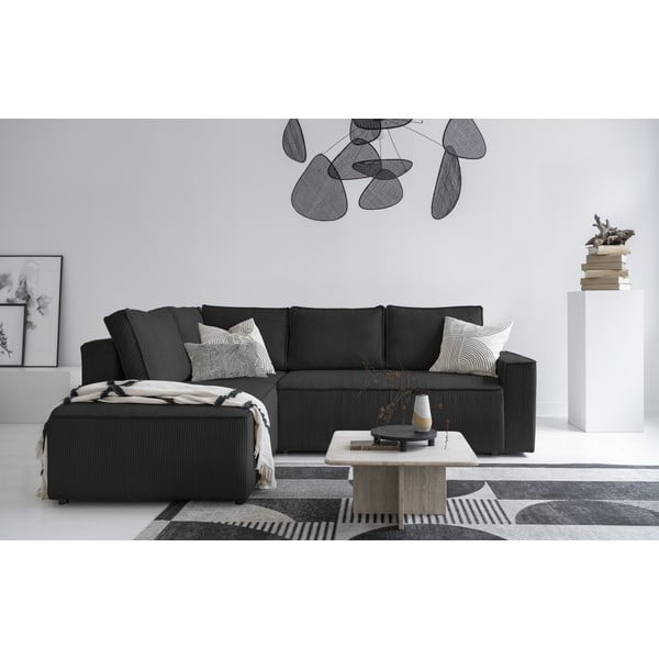 Antracitno siva sklopiva kutna garnitura od samta (s lijevim kutom) Brave Dave – Miuform-image-4