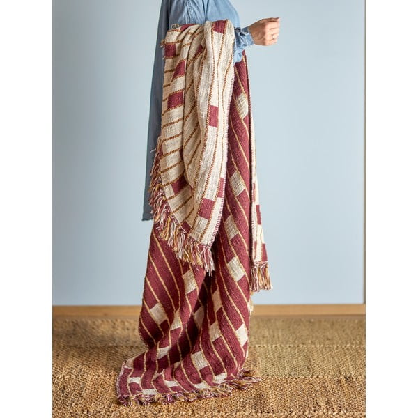 Crvena/bež deka od mješavine pamuka 130x160 cm Cang – Bloomingville-image-1