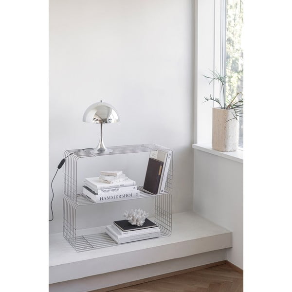 Metalna zidna polica u sjajno srebrnoj boji 70x30 cm Wire – Mette Ditmer Denmark-image-1