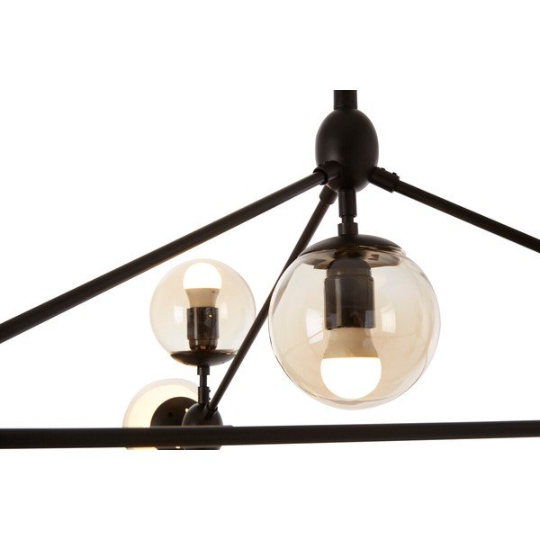 Crna metalna viseća svjetiljka sa staklenim sjenilom Abira – Premier Housewares-image-1