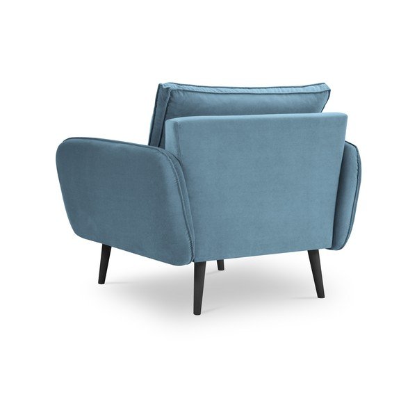 Svijetloplava baršunasta fotelja s crnim nogama Kooko Home Lento-image-2