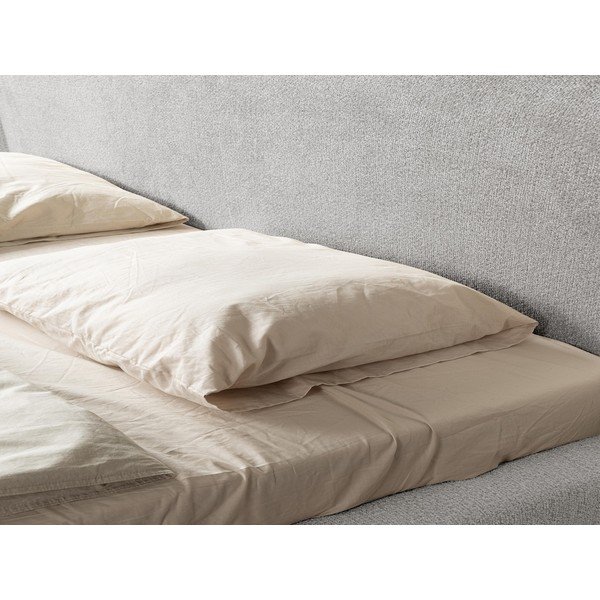 Svijetlo sivi tapecirani bračni krevet s podnicom 140x200 cm Makana – Makamii-image-1