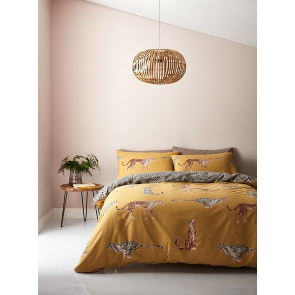 Žuto-smeđa posteljina Catherine Lansfield Cheetah, 135 x 200 cm