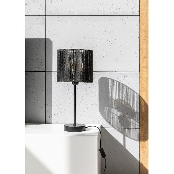 Crna stolna lampa sa sjenilom od trstike (visina 48 cm) Foresto – GTV-image-1