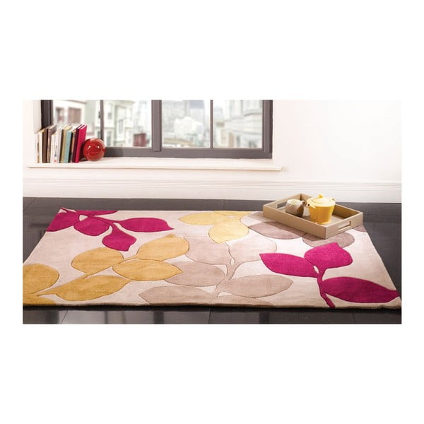 Tepih šablona Leaf Fuchsia, 80x150 cm-image-1