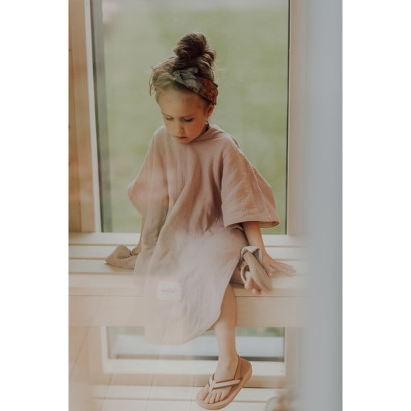 Dječji pončo od ružičastog muslina veličina M - Malomi Kids-image-2