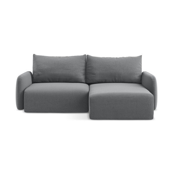 Siva baršunasti sklopiva/s prostorom za odlaganje kutna garnitura (s desnim kutom/s ležaljkom) Kalena – Makamii