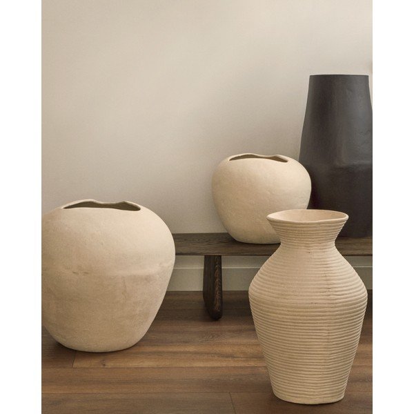 Krem visoka vaza od papier-mâché (visina 51 cm) Pria – Kave Home-image-1