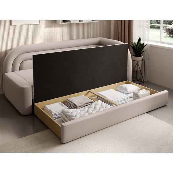 Bež baršunasti sklopiva/s prostorom za odlaganje sofa s lijevim kutom 223 cm Fabillo – ELTAP-image-4