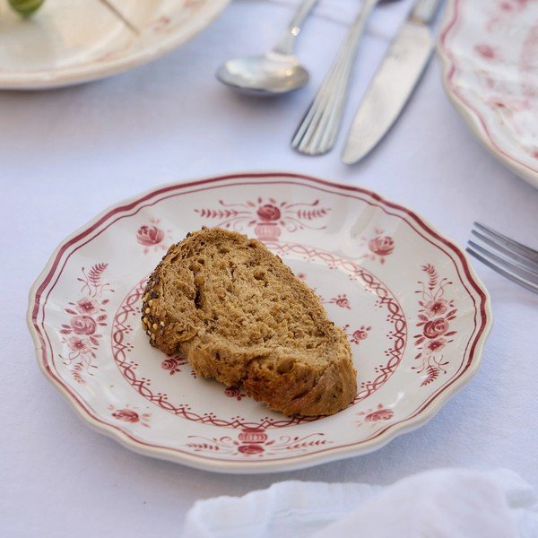 Crveni/bijeli desertni tanjur od kamenine ø 17 cm Vila – Costa Nova-image-1