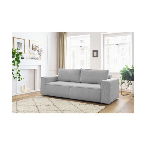 Svijetlo siva sklopiva sofa od samta 245 cm Nihad – Bobochic Paris-image-1