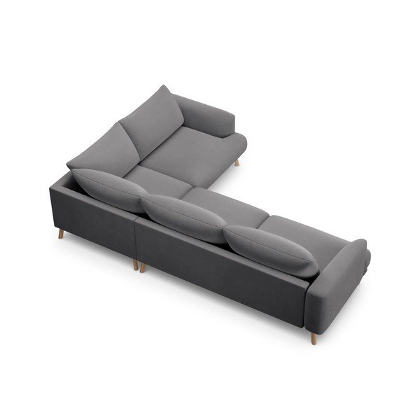 Siva baršunasta kutna garnitura (s desnim kutom/u obliku slova L) Naomi – Micadoni -image-3