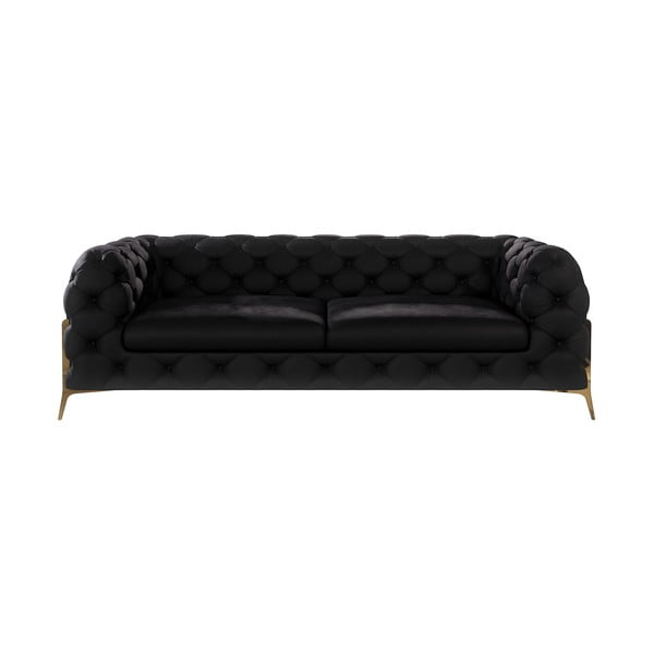 Crna baršunasti sofa 225 cm Chelsea Bis – Ropez