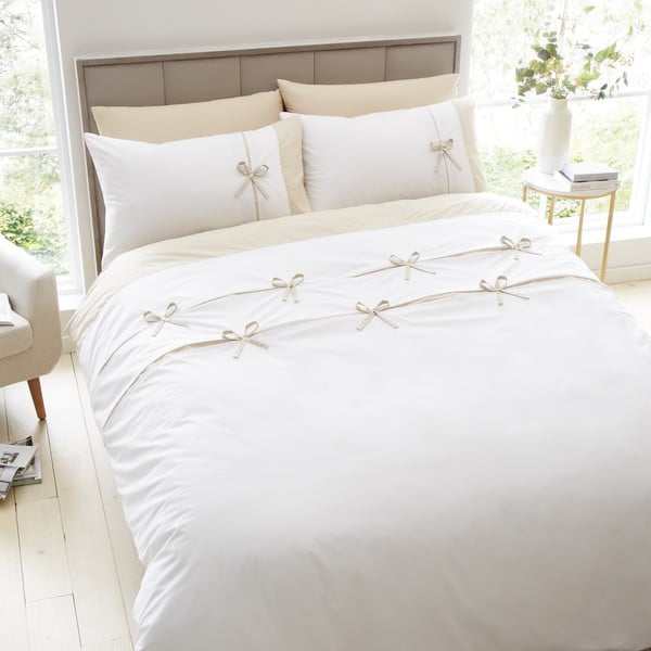 Bijela posteljina za bračni krevet 200x200 cm Milo Bow – Catherine Lansfield