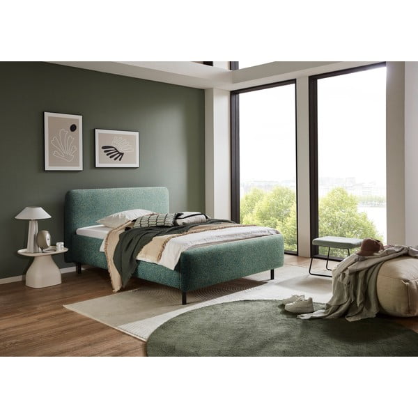 Tamno zeleni tapecirani bračni krevet bez podnice 160x200 cm Primo – Meise Möbel-image-1