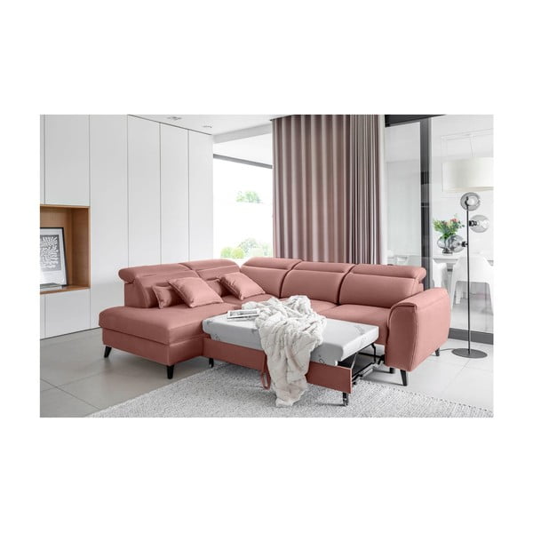 Ružičasta baršunasti sklopiva/s prostorom za odlaganje kutna garnitura (s lijevim kutom/u obliku slova L) Noble – ELTAP-image-4