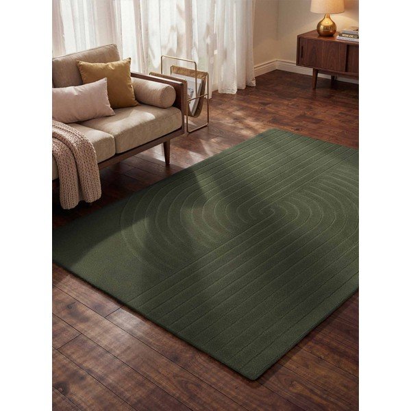 Tamno zeleni ručno rađen vunen tepih 80x150 cm Arcura – Vikosa-image-1
