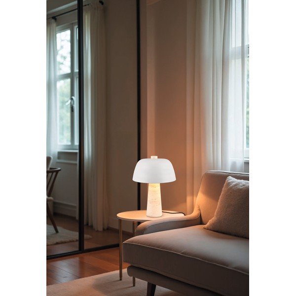 Bijela/bež stolna lampa s metalnim sjenilom (visina 41 cm) Timba – Trio Select-image-1