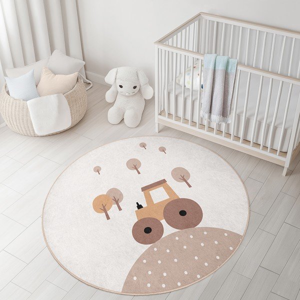 Bež periv dječji tepih ø150 cm Tractor World – Mila Home-image-2
