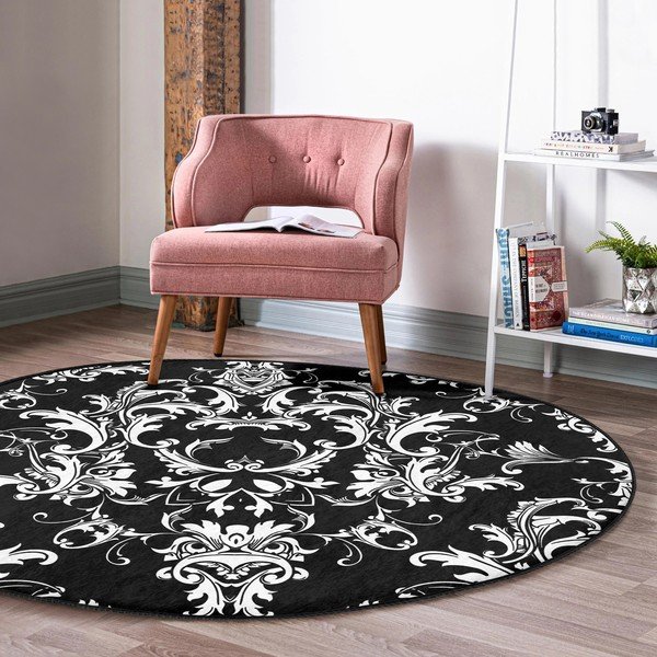 Crno-bijeli periv/pogodan za robotski usisavač okrugli tepih ø 80 cm Comfort – Mila Home-image-1