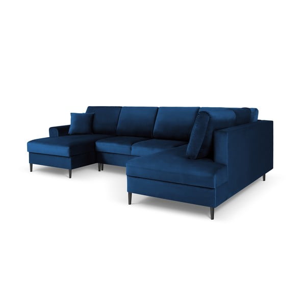 Plava baršunasti sklopiva/s prostorom za odlaganje kutna garnitura (s desnim kutom/u obliku slova "U") Kyoto – Cosmopolitan Design-image-3