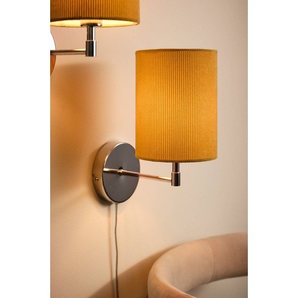 Žuta /u sjajno srebrnoj boji tekstilna zidna lampa s utikačem Seth – Jotex-image-1