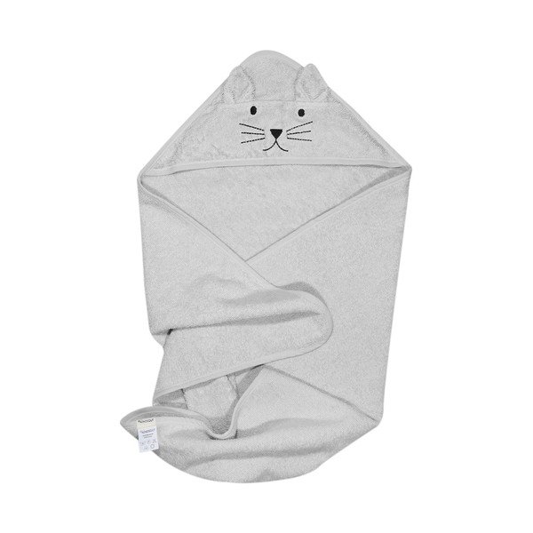 Sivi pamučni dječji ručnik s kapuljačom Kindsgut Cat-image-2
