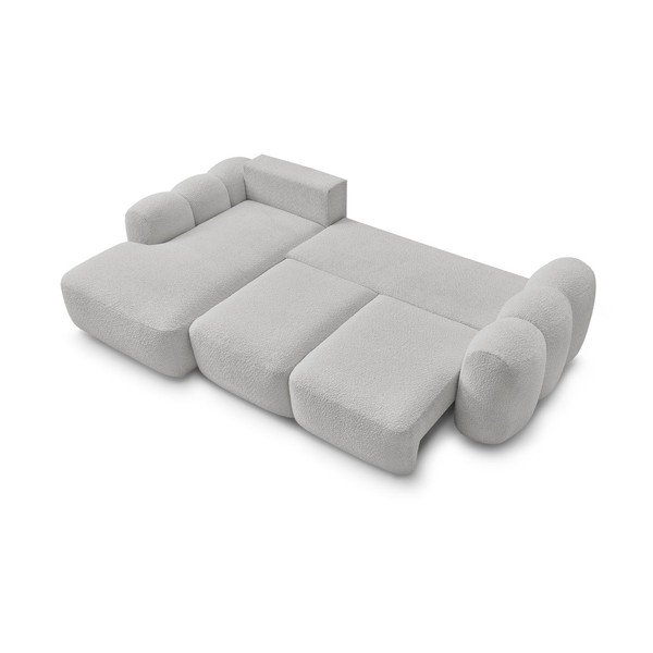 Svijetlo siva sklopiva/s prostorom za odlaganje kutna garnitura od bouclé tkanine (s lijevim kutom/s ležaljkom) Montaigne – Bobochic Paris-image-3