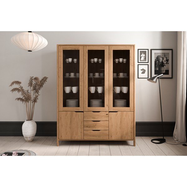 Vitrina od punog hrasta u prirodnoj boji 140x188 cm Twig – The Beds-image-1