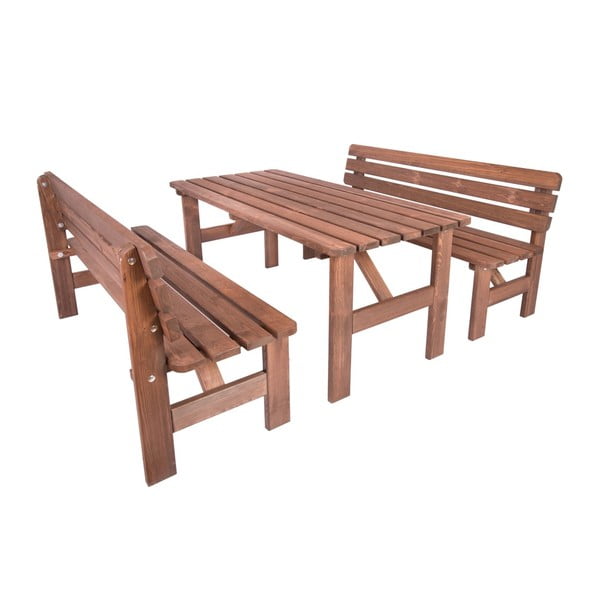 Smeđa vrtna klupa od masivnog drveta Miriam – Rojaplast-image-3