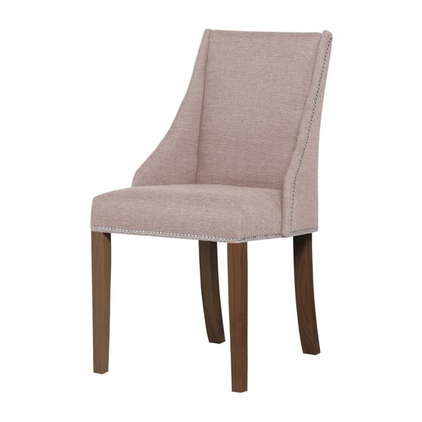 Puderasto ružičasta stolica s tamnosmeđim nogama od bukve Ted Lapidus Maison Patchouli