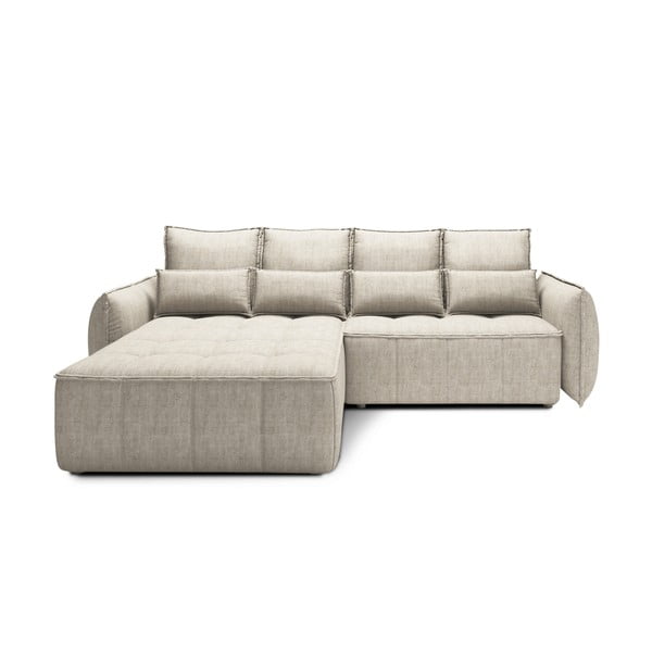 Bež baršunasti sklopiva/s prostorom za odlaganje kutna garnitura (s lijevim kutom/s ležaljkom) Campo – ELTAP