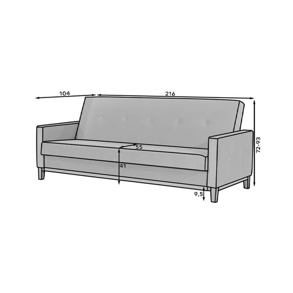 Plava baršunasti sklopiva/s prostorom za odlaganje sofa 216 cm Selene – ELTAP-image-4