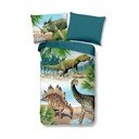 Zelena/plava pamučna dječja posteljina za krevet za jednu osobu 140x200 cm Dino – Good Morning