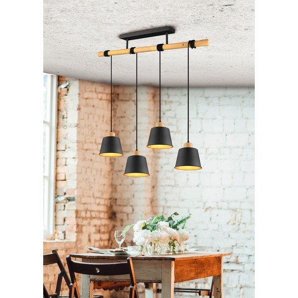 Crna/u prirodnoj boji viseća svjetiljka s metalnim sjenilom ø 18 cm Harris – Trio-image-4