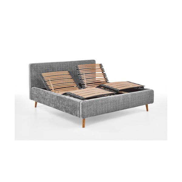 Svijetlo sivi tapecirani bračni krevet s podnicom 180x200 cm Primavera – Meise Möbel-image-2