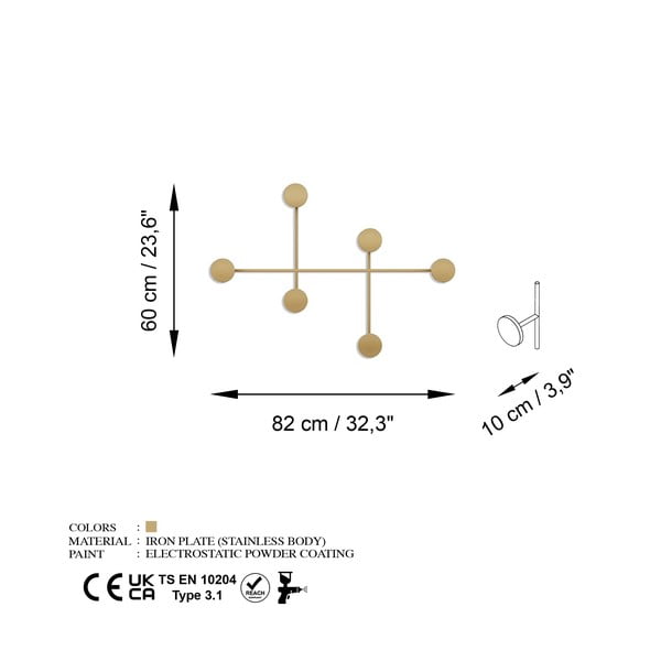 Metalna zidna vješalica u zlatnoj boji Dama-A – Kalune Design-image-4