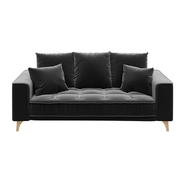 Tamnosivi baršunasti kauč Devichy Chloe, 204 cm