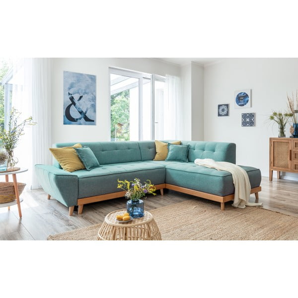 Tirkizna sklopiva kutna garnitura (s desnim kutom) Dazzling Daisy – Miuform-image-3