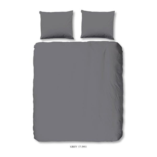 Tamno siva pamučna posteljina za krevet za jednu osobu Good Morning Basso Uni, 140 x 200 cm