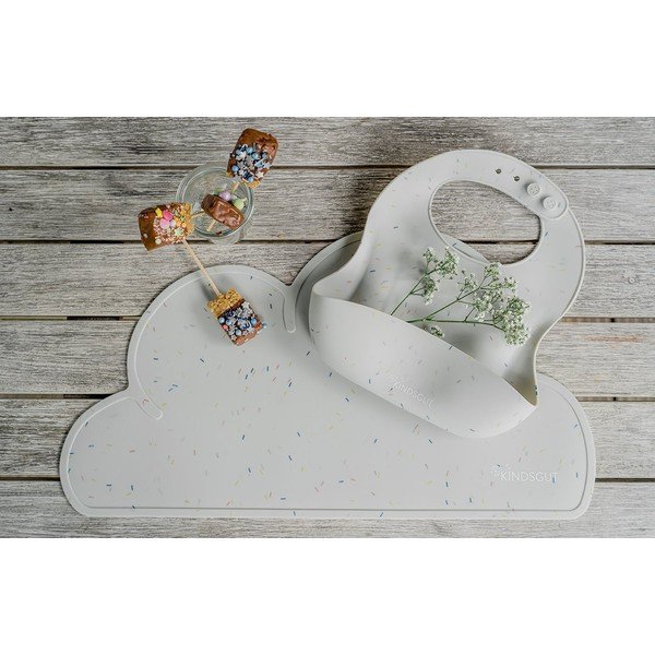 Bijeli silikonski podbradnik s džepom Kindsgut Bib Confetti-image-1