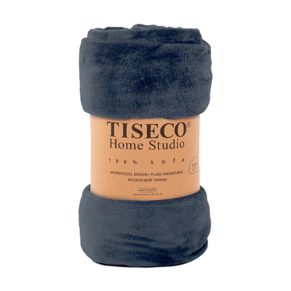 Tamno plavi prekrivač od mikropliša za bračni krevet 220x240 cm Cosy - Tiseco Home Studio
