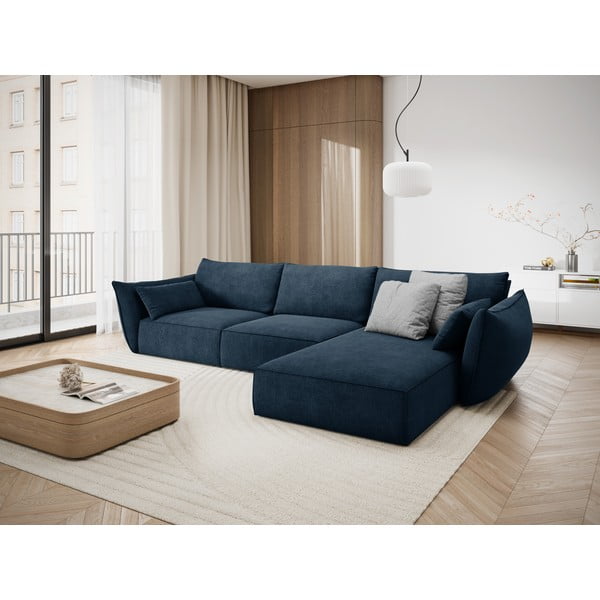 Tamnoplava kutna garnitura (desni kut) Vanda - Mazzini Sofas-image-1