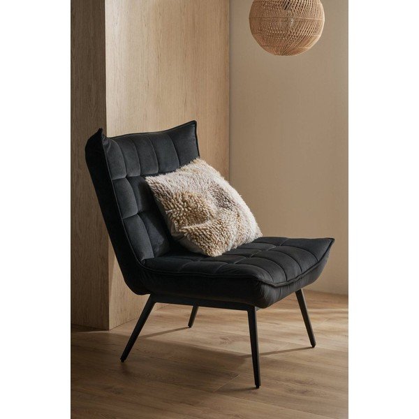 Crna baršunasti fotelja Legend – Ellos Home-image-1
