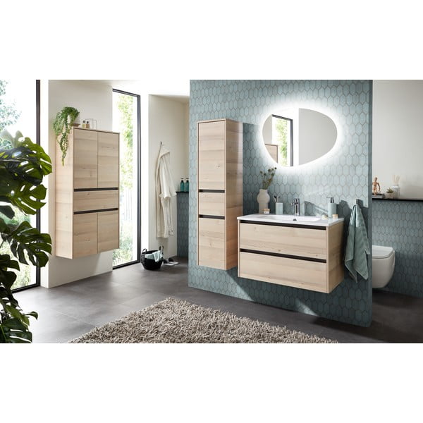 Kupaonski ormarić u dekoru bora u prirodnoj boji 146x35 cm Quickset 393 – Pelipal-image-3