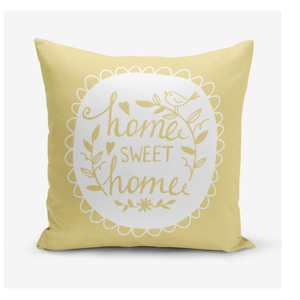 Žuta jastučnica s primjesom pamuka Minimalist Cushion Covers Home Sweet Home, 45 x 45 cm